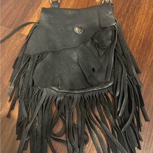 Black Fringe Leather Bag